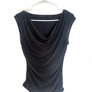 Sofia by Sofia Vergara Black Drape Neck Blouse